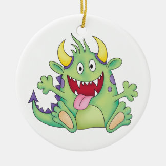 niedliches glückliches Monster Keramikornament