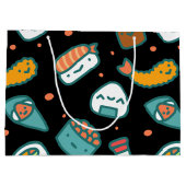 Niedliches glückliches nahtloses Sushimuster auf Große Geschenktüte (Rückseite)