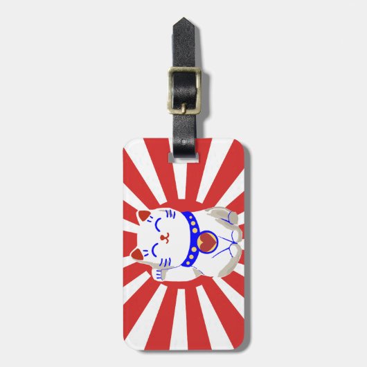 Niedliches glückliches niedliches neko Katzenrot Gepäckanhänger (Vorderseite vertikal)