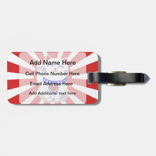 Niedliches glückliches niedliches neko Katzenrot Gepäckanhänger (Rückseite horizontal)