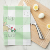 Niedliches glückliches Ostern Rosa Blume Grün Kari Geschirrtuch (Viertel Falte)