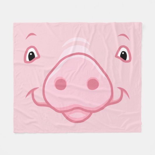 Niedliches glückliches rosa Schwein-Gesicht Fleecedecke (Vorderseite (Horizontal))