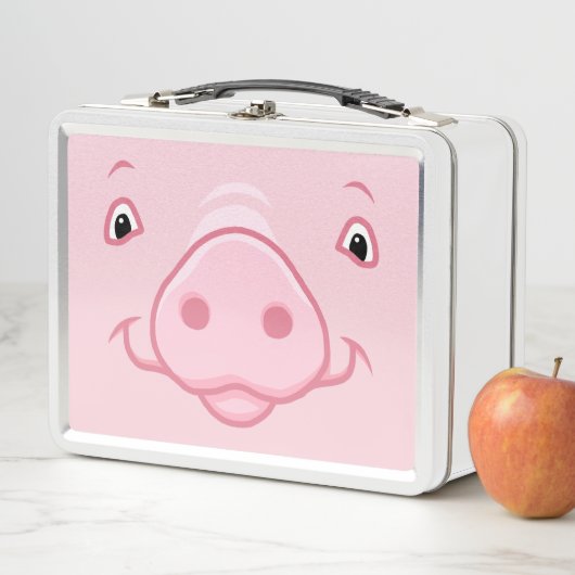 Niedliches glückliches rosa Schwein-Gesicht Metall Brotdose (Beispiel)