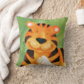 Niedliches glückliches Tigergesichtsquadrat Kissen (Decke)
