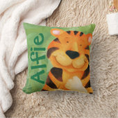 Niedliches glückliches Tigergesichtsquadratname Kissen (Decke)