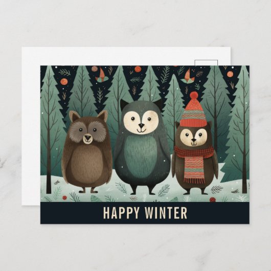 Niedliches glückliches Waldwaldtier Postkarte (Vorne/Hinten)