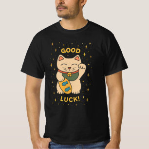 Niedliches Glückskatzen gutes Glücksgefühl-Design T-Shirt
