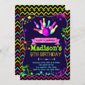 Niedliches Glühen Bowling Party Geburtstagseinladu Einladung (Vorne/Hinten)