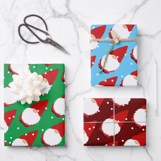 Niedliches Gnom Cartoon Weihnachtswrap Geschenkpapier Set (Vorderseite)