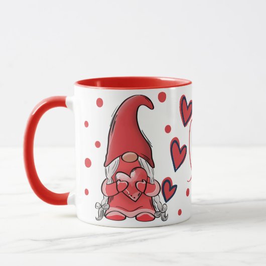Niedliches Gnome Couple Liebe Valentine Tasse (Links)