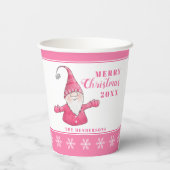 Niedliches Gnome Custom White and Pink Christmas Pappbecher (Rückseite)