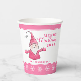 Niedliches Gnome Custom White and Pink Christmas Pappbecher