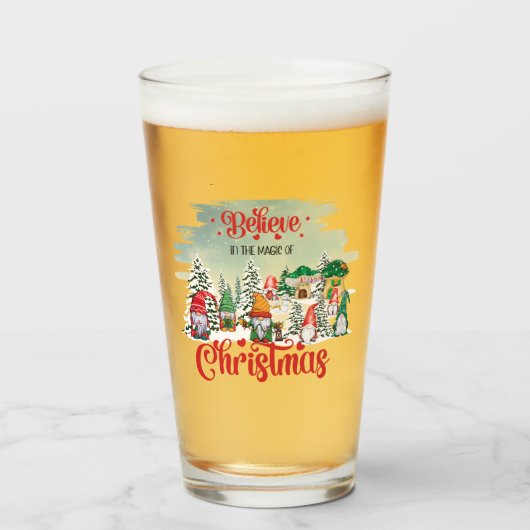 Niedliches Gnome feiert Weihnachtsfeiertag Glas (Vorne (Gefüllt))