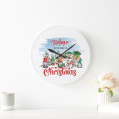 Niedliches Gnome feiert Weihnachtsfeiertag Große Wanduhr (Zuhause)