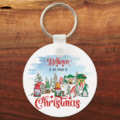 Niedliches Gnome feiert Weihnachtsfeiertag Schlüsselanhänger (Vorderseite)