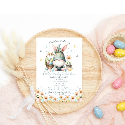 Niedliches Gnome-Fest im Osterwasser Einladung