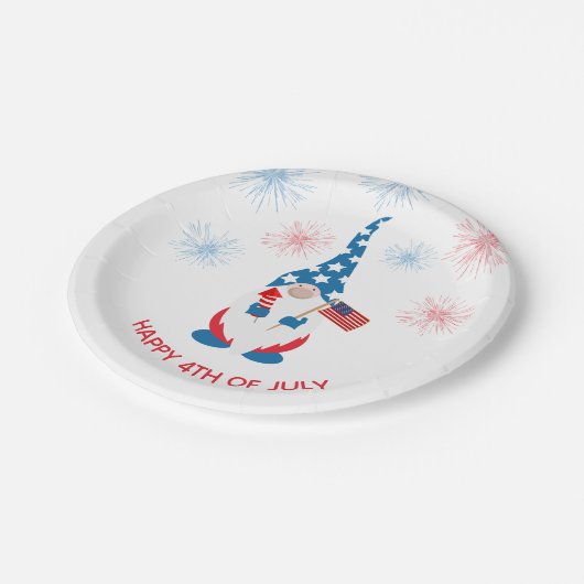 Niedliches Gnome-Feuerwerk am 4. Juli Pappteller (Schrägansicht)