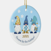 Niedliches Gnome für die Ferien Blue Gold Keramik Ornament (Rechts)