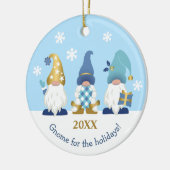 Niedliches Gnome für die Ferien Blue Gold Keramik Ornament (Links)