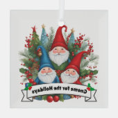 Niedliches Gnome für die Weihnachtsfeier. Ornament Aus Glas (Rückseite)