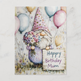 Niedliches Gnome-Geburtstagsdesign für Mama Postkarte