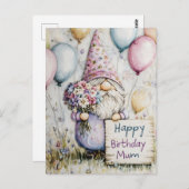 Niedliches Gnome-Geburtstagsdesign für Mama Postkarte (Vorne/Hinten)