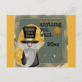 Niedliches Gnome-Gold-Glück - Neues Jahr 2025 Postkarte