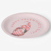 Niedliches Gnome Happy Valentines Day Party Pappteller (Schrägansicht)