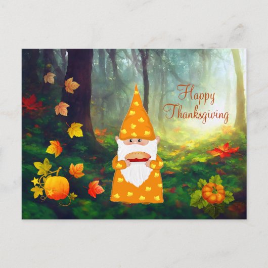 Niedliches Gnome, Herbstlaube und Pumpkins Postkarte (Vorderseite)