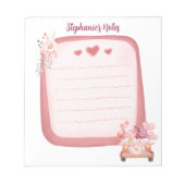 Niedliches Gnome im Auto und Blume Personalisiert Notizblock (Vorderseite)