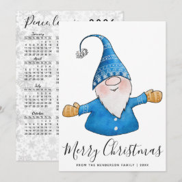 Niedliches Gnome in Blue 2025 Kalender Frohe Weihn Feiertagskarte