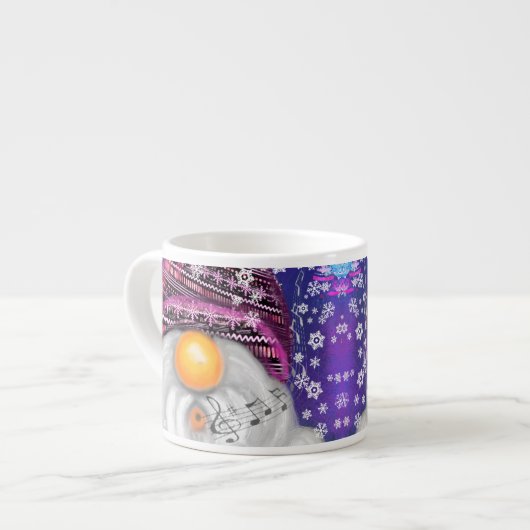 Niedliches Gnome in Lila Hütten Singt ein Weihnach Espressotasse (Vorderseite Links)