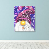 Niedliches Gnome in Lila Hütten Singt ein Weihnach Leinwanddruck (Insitu (Holzboden))