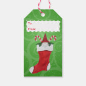 Niedliches Gnome in Red Christmas Strumpf Green Wi Geschenkanhänger (Vorderseite)