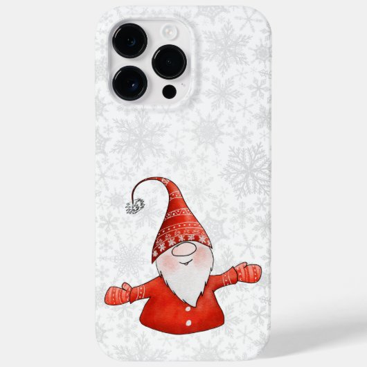Niedliches Gnome in Roten Weihnachtsschneeflocken Case-Mate iPhone Hülle (Rückseite)