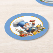 Niedliches Gnome Koch Potluck Partys Runder Pappuntersetzer (Angewinkelt)