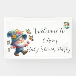 Niedliches Gnome mit Butterfly-Baby-Duschbanner Banner