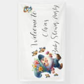 Niedliches Gnome mit Butterfly-Baby-Duschbanner Banner (Vertikal)