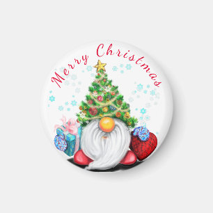 Niedliches Gnome mit Geschenk Weihnachtsmagnet Magnet