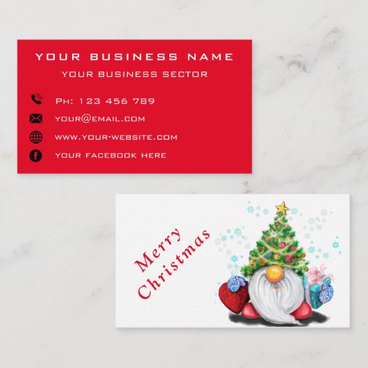 Niedliches Gnome mit Geschenken Weihnachtskarten Visitenkarte (Vorne/Hinten)