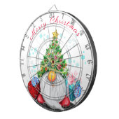 Niedliches Gnome mit Weihnachtsbaumhut und Geschen Dartscheibe (Vorderseite rechts)