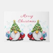 Niedliches Gnome mit Weihnachtsbaumhut und Geschen Fußmatte (Vorderseite)