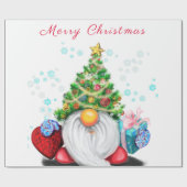 Niedliches Gnome mit Weihnachtsbaumhut und Geschen Geschenkpapier (Flach)