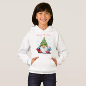 Niedliches Gnome mit Weihnachtsbaumhut und Geschen Hoodie (Vorne ganz)