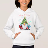 Niedliches Gnome mit Weihnachtsbaumhut und Geschen Hoodie (Vorderseite)