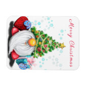 Niedliches Gnome mit Weihnachtsbaumhut und Geschen Magnet (Horizontal)