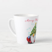 Niedliches Gnome mit Weihnachtsbaumhut und Geschen Milchtasse (Linke Ecke)