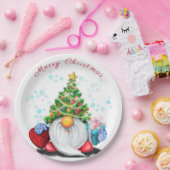 Niedliches Gnome mit Weihnachtsbaumhut und Geschen Pappteller (Party)