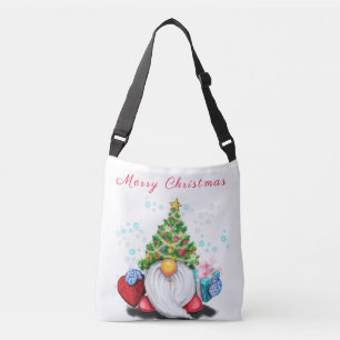 Niedliches Gnome mit Weihnachtsbaumhut und Geschen Tragetaschen Mit Langen Trägern