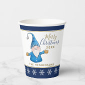 Niedliches Gnome Navy Blue White Party Pappbecher (Vorderseite)